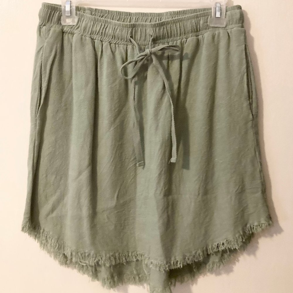 Umgee Sage Green High-Low Drawstring Skirt Size Small